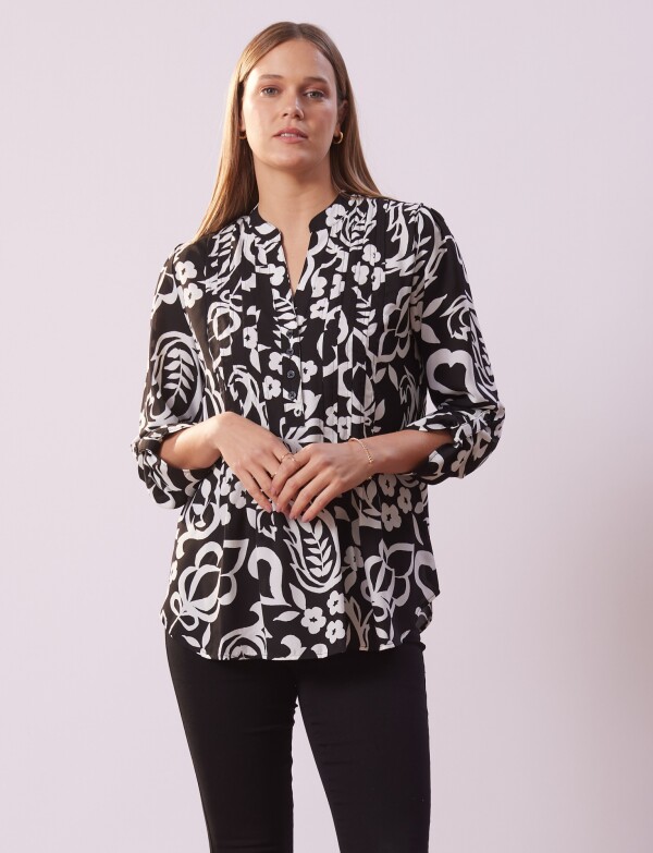 Blusa Print NEGRO/BLANCO