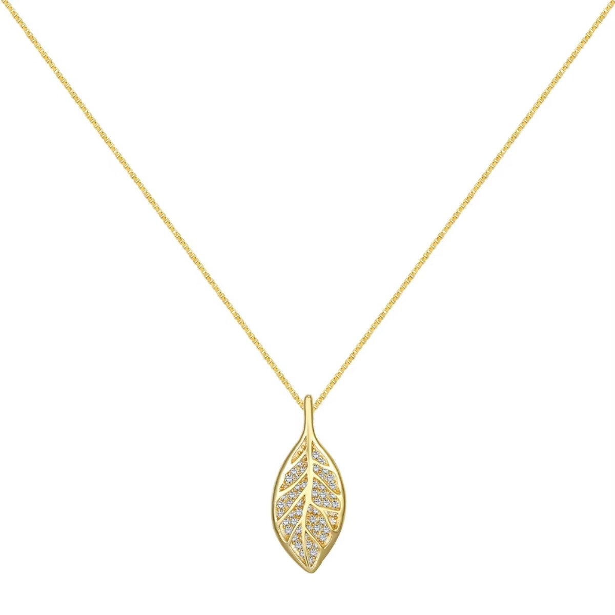 CONJUNTO HOJA CON BRILLOS , PLATA BAÑADA EN ORO - H9DY190524SGAB 