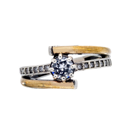 Anillo de plata 925 y double en oro 18 ktes. y circonias. Anillo de plata 925 y double en oro 18 ktes. y circonias.