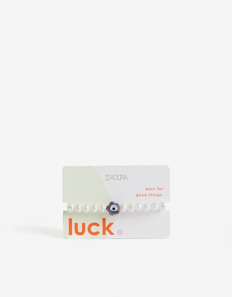 Pulseras Elásticas Perlas Pulsera Elástica Perlas Y Ojito - Blanco Crema