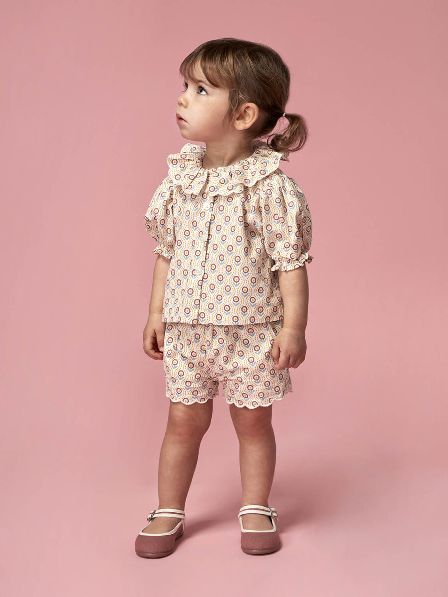 Bombacho Estampado Con Cordones Blanco