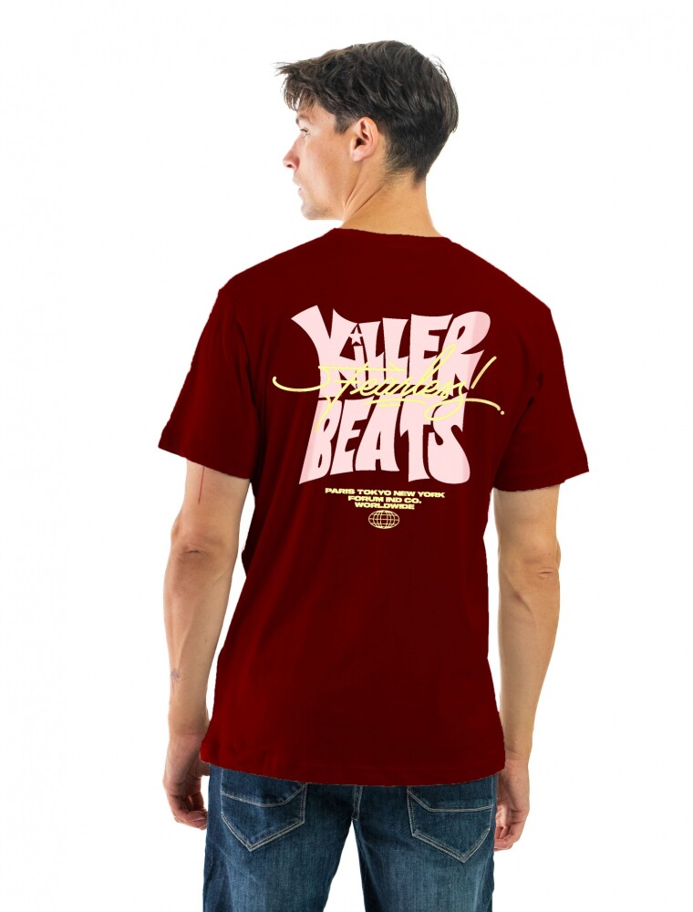 Remera Estampada Cuello Base Bordo/ Letras 021