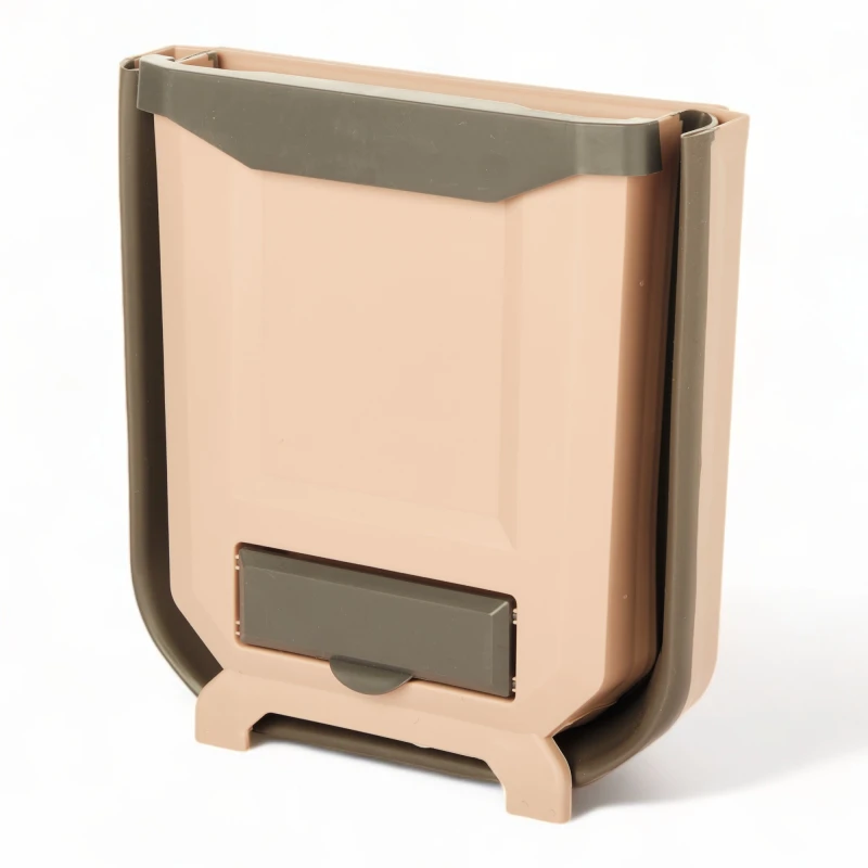 Cesto Basura Colgante Residuos Cocina Plegable Papelera Beige