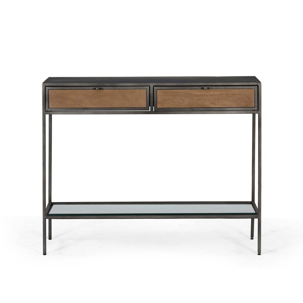 CONSOLA MADERA-Y-METAL MARRON VITRO AVELLANA