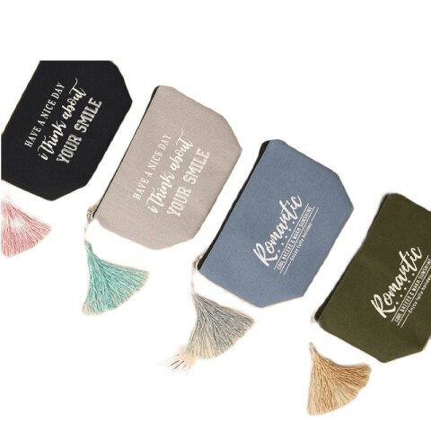 Neceser cosmetiquero con frases de tela rústico Neceser Cosmetiquero Con Frases De Tela Rústico
