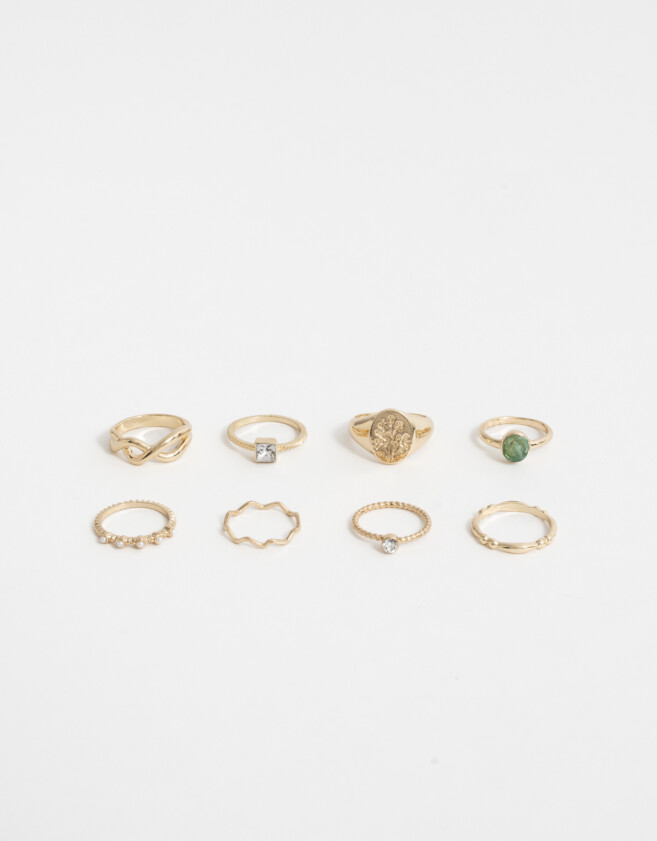 Sets Anillos Sello Set De Anillos Con Sello - Dorado