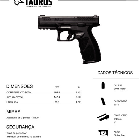 Pistola Cal. 9 mm TAURUS LUGER TS9 Pistola Cal. 9 mm TAURUS LUGER TS9