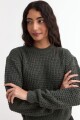 Sweater en punto waffle AZUL PIEDRA