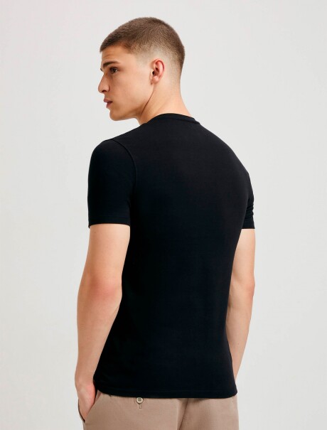CAMISETA BÁSICA SUPER COTTON CUELLO EN V NEGRO
