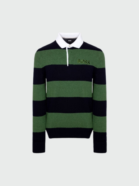 BOSS - Buzo polo a rayas confeccionado en algodón, PAROMA Azul Oscuro