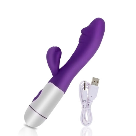 Vibrador Con Doble Estímulo Desing Recargable USB Violeta