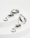 Aros Argollas Set Re Isa Set De Argollas De Metal Reciclado - Plateado Rodio