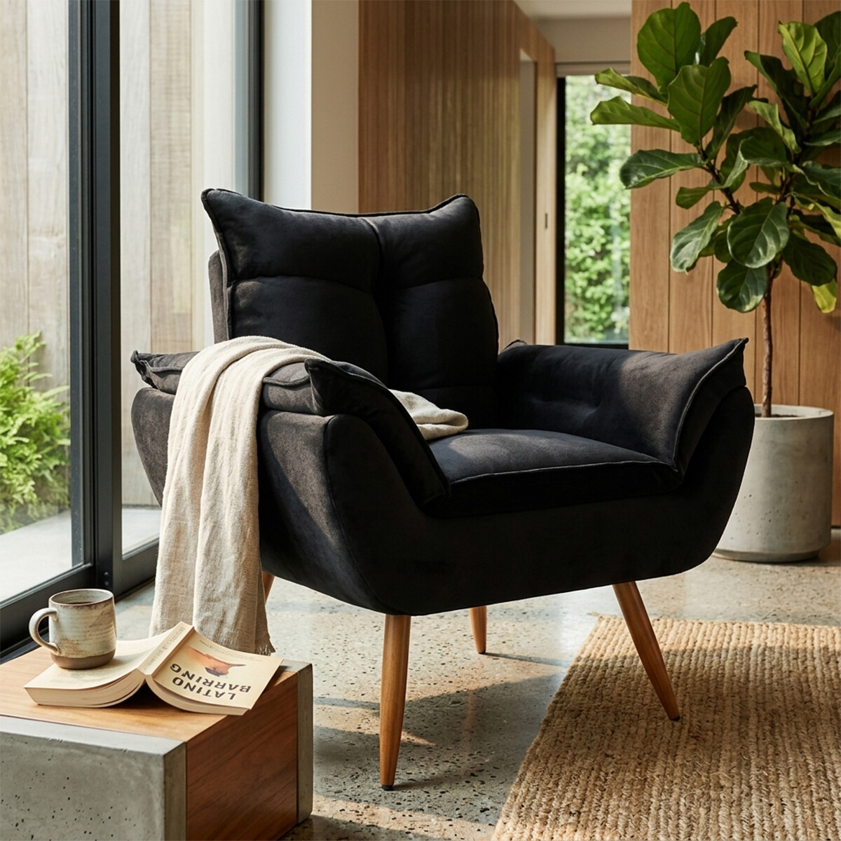 Sillón 1 cuerpo Poltrona Turin - Negro 