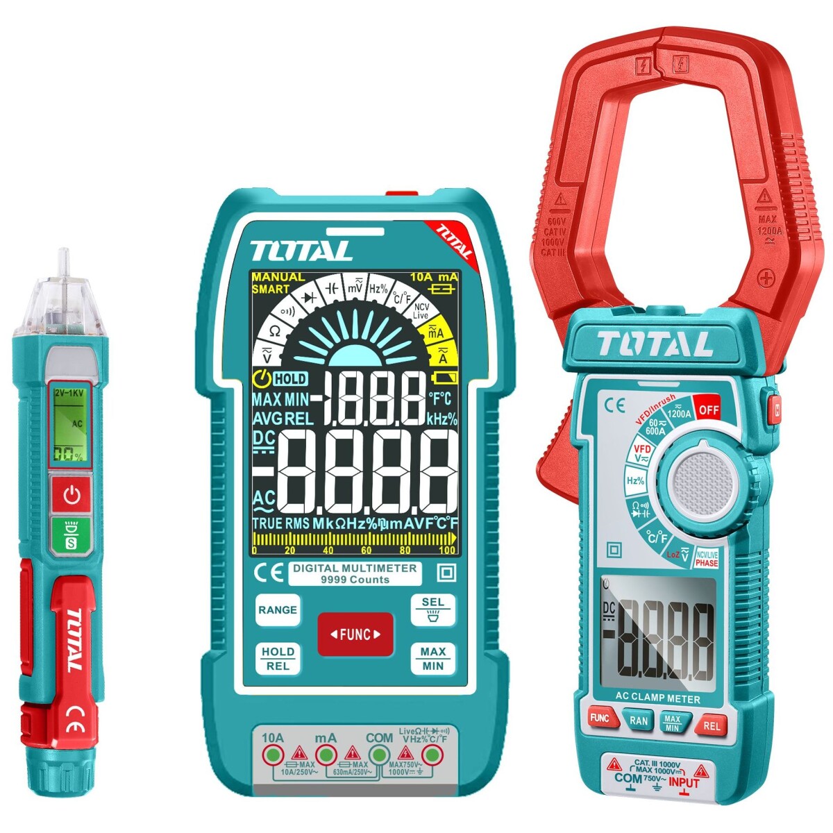 Kit De Electricista: Multímetro, Pinza Amperimétrica Y Detector De Voltaje 