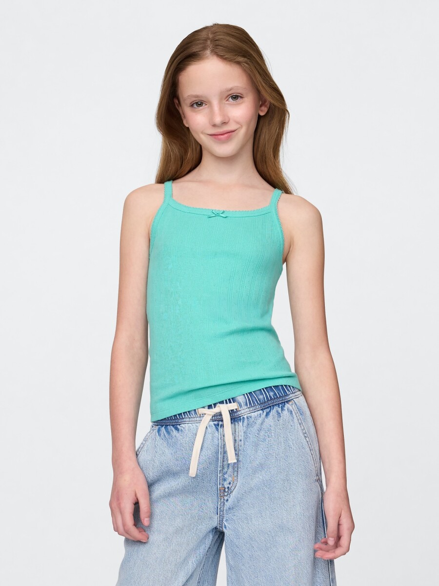 Musculosa Pointelle Niña - Water Garden Green 