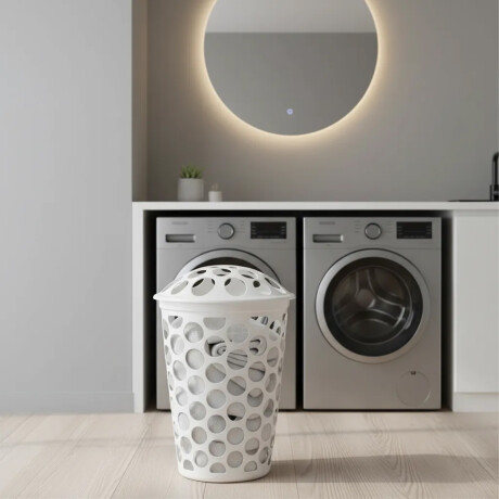 Cesto Organizador Ropa Calado c/Tapa 30Lt Plástico Paramount Blanco