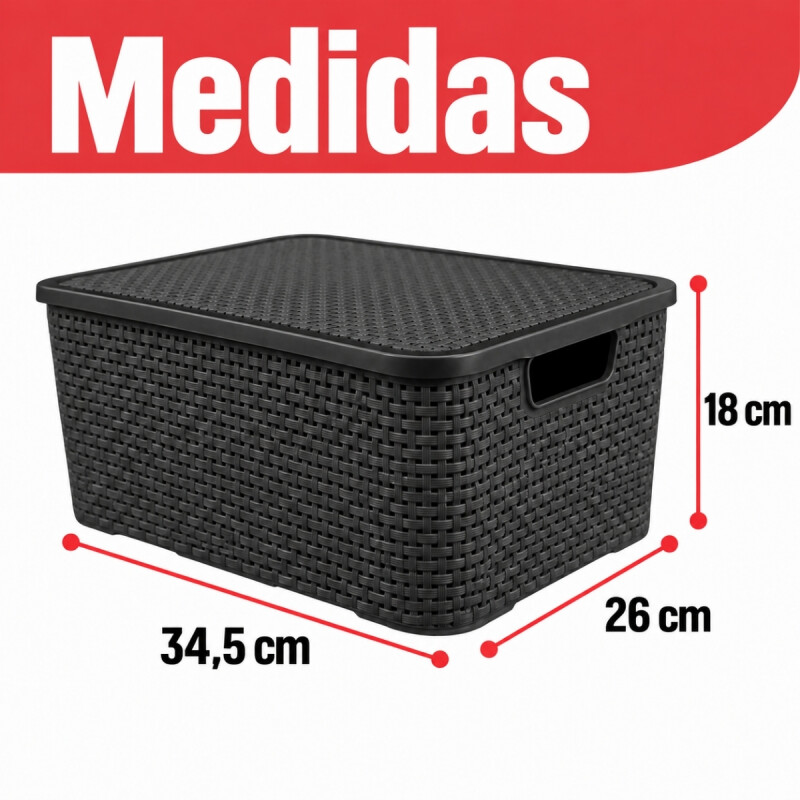 Set x2 Caja ratán 15 lts NEGRO