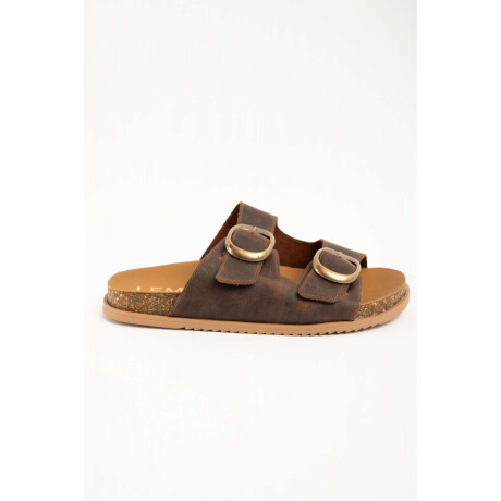 Sandalias De Doble Hebilla Chocolate