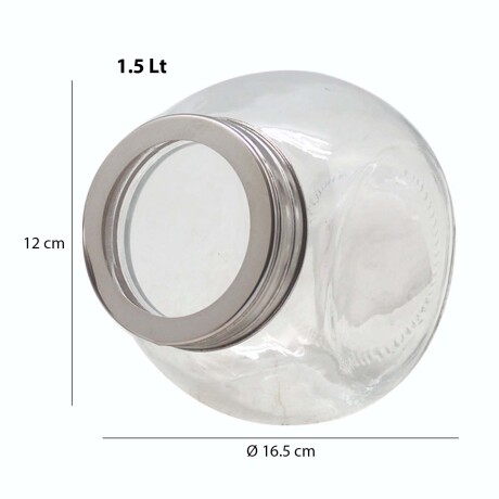 Set X3 Frascos Recipientes Redondos en Vidrio y Tapa Metal Transparente
