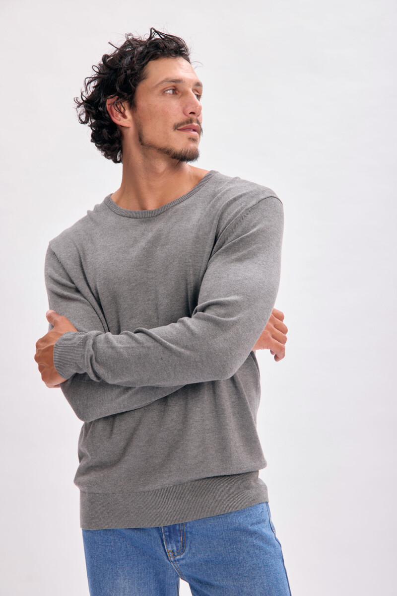 Buzo punto cuello a la base - Gris 