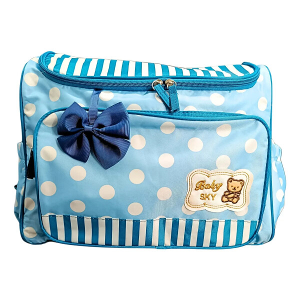 Bolso maternal, pañalero con cambiador rayas - lunares Celeste