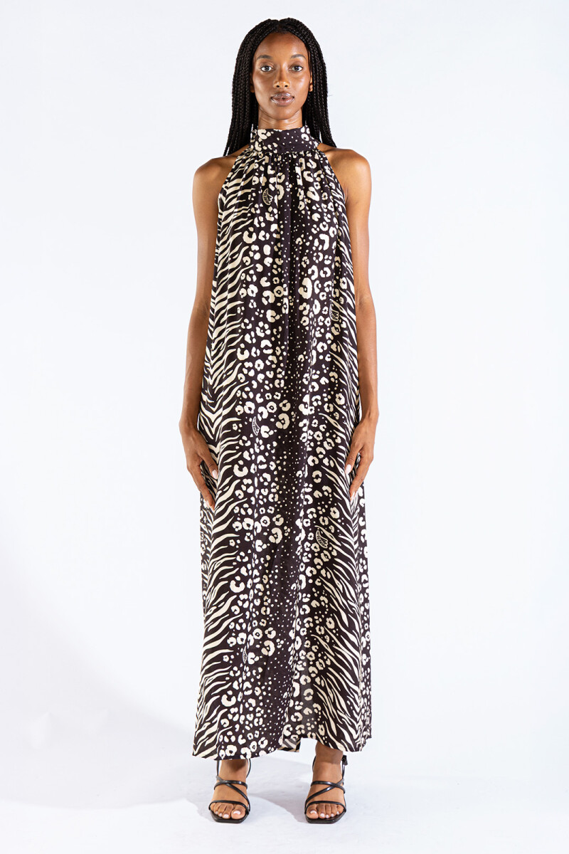 MICHU HALTER DRESS Feline Black