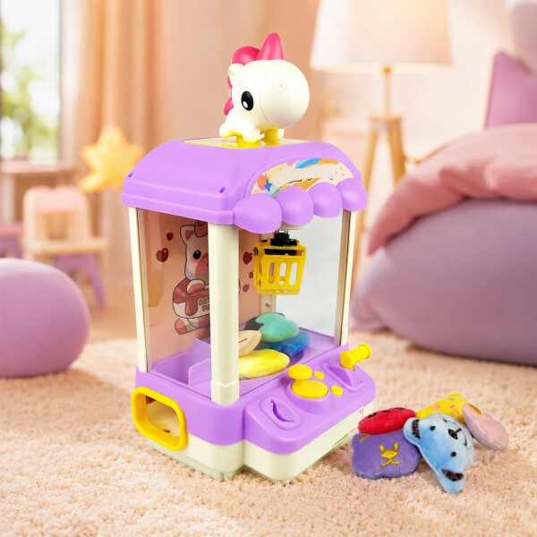 Máquina Infantil Grúa Agarra Juguetes Peluches Con Sonido Variante Color Violeta