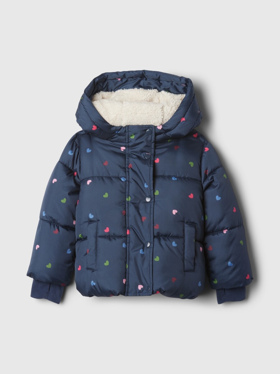 Campera Con Corderito Toddler Niña - Navy Multi Hearts 