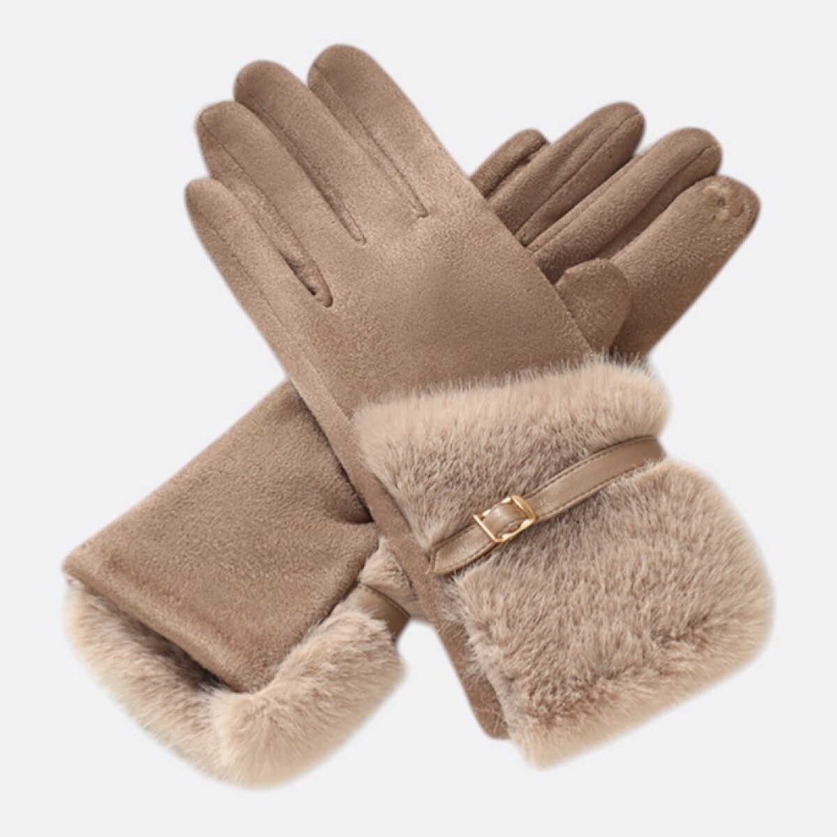 Guantes Selene De Abrigo Detalle De Piel y Pulsera - Marrón Claro 