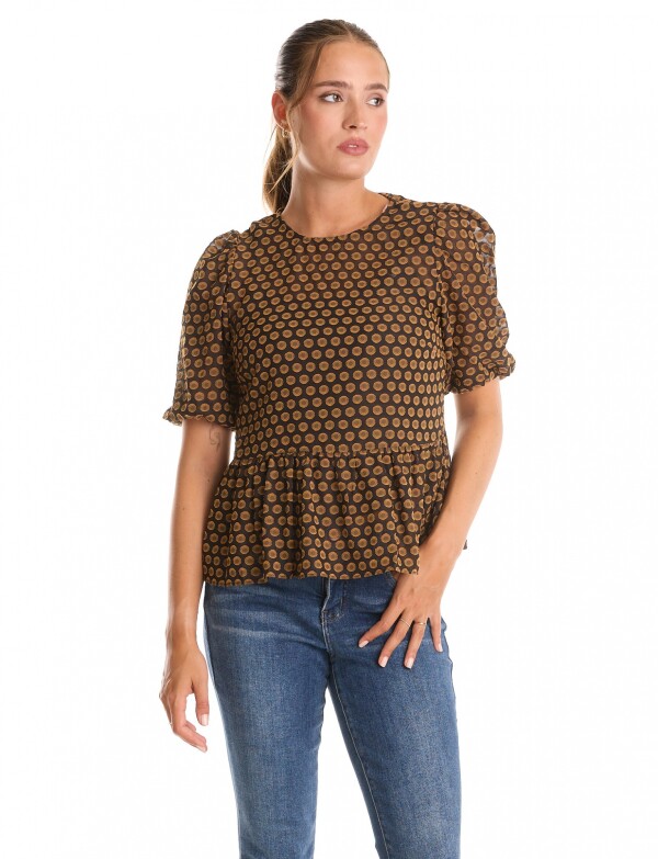 Blusa Peplum Circulos NEGRO/MULTI