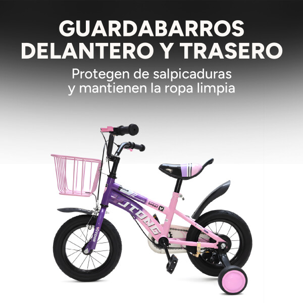 Bicicleta Infantil Yjtong Rod 12 Canasto Parrilla Rueditas Rosa 1