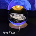 Lampara Veladora Bola de Cristal de 6 CM con Led y Base de Madera Galaxia