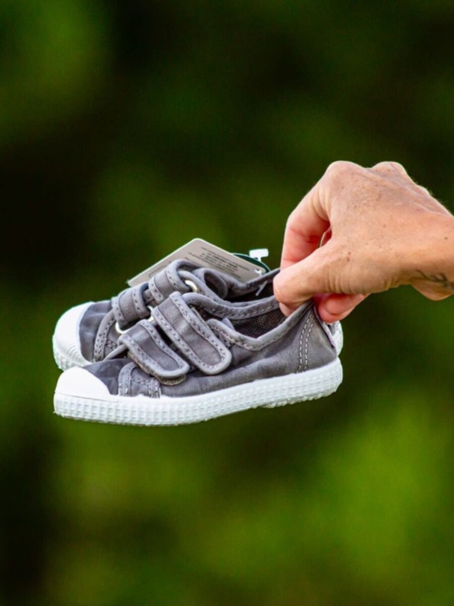 Basquet doble velcro enzimático - Gris 