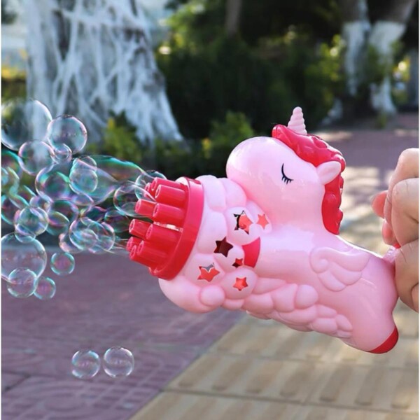 Pistola Burbujero Infantil Niños Automatico Unicornio Variante Color Rosa