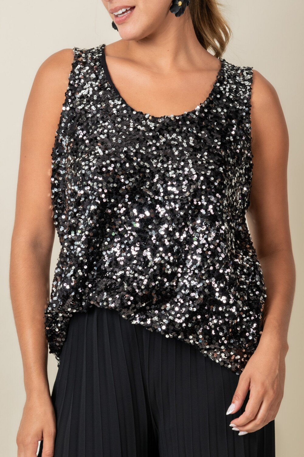 BLUSA NEROLI Negro y plata