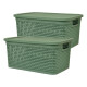 Set x2 Caja simil ratán 4 lts 26,7x18x12cm VERDE