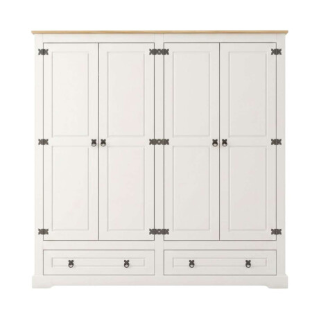 Ropero 4 puertas 2 Cajones Madera Linea mexicana Blanco