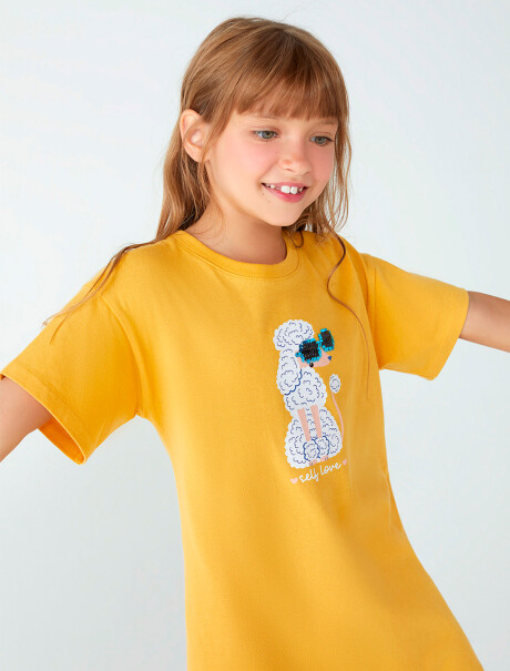 VESTIDO CON ESTAMPA DE ALGODÓN AMARILLO