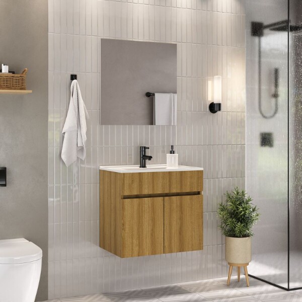 MUEBLE DE BAÑO SUSPENDIDO 60 CM CON MESADA Y ESPEJO MUEBLE DE BAÑO SUSPENDIDO 60 CM CON MESADA Y ESPEJO