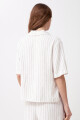 Blusa de lino rayada blanco