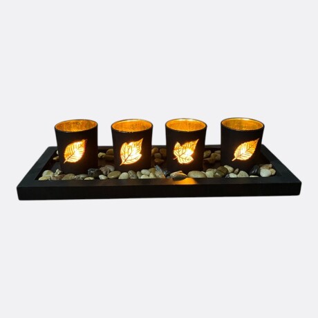 Centro De Mesa Madera Con Set de 4 Vasos Centro De Mesa Madera Con Set de 4 Vasos