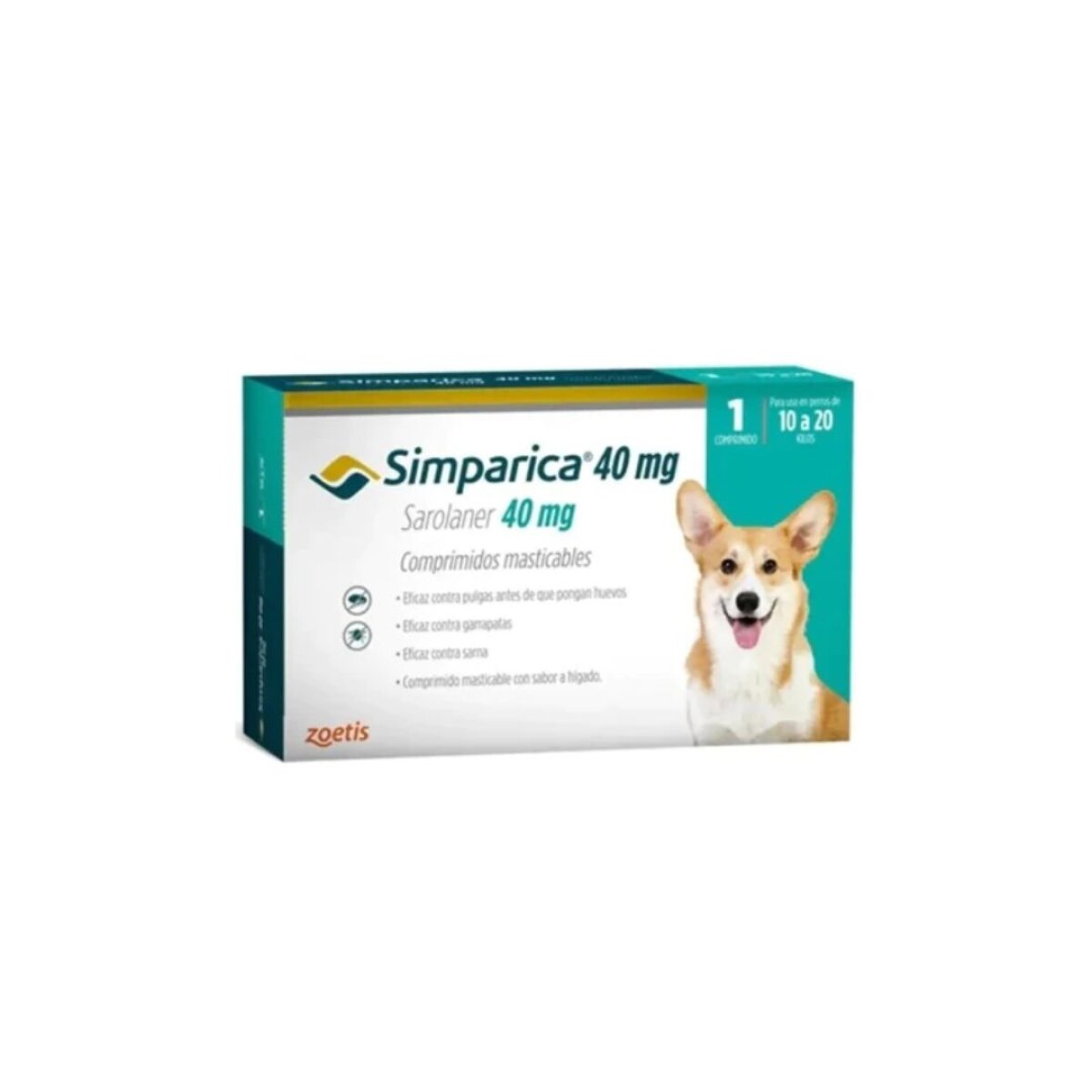 SIMPARICA 40MG (10 A 20KG) 1 COMP 