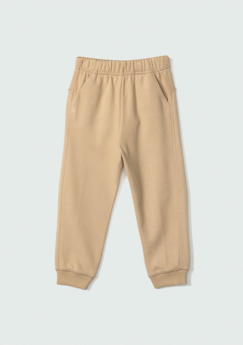 PANTALÓN BABUCHA INFANTIL EN TELA ACANALADA - BEIGE 