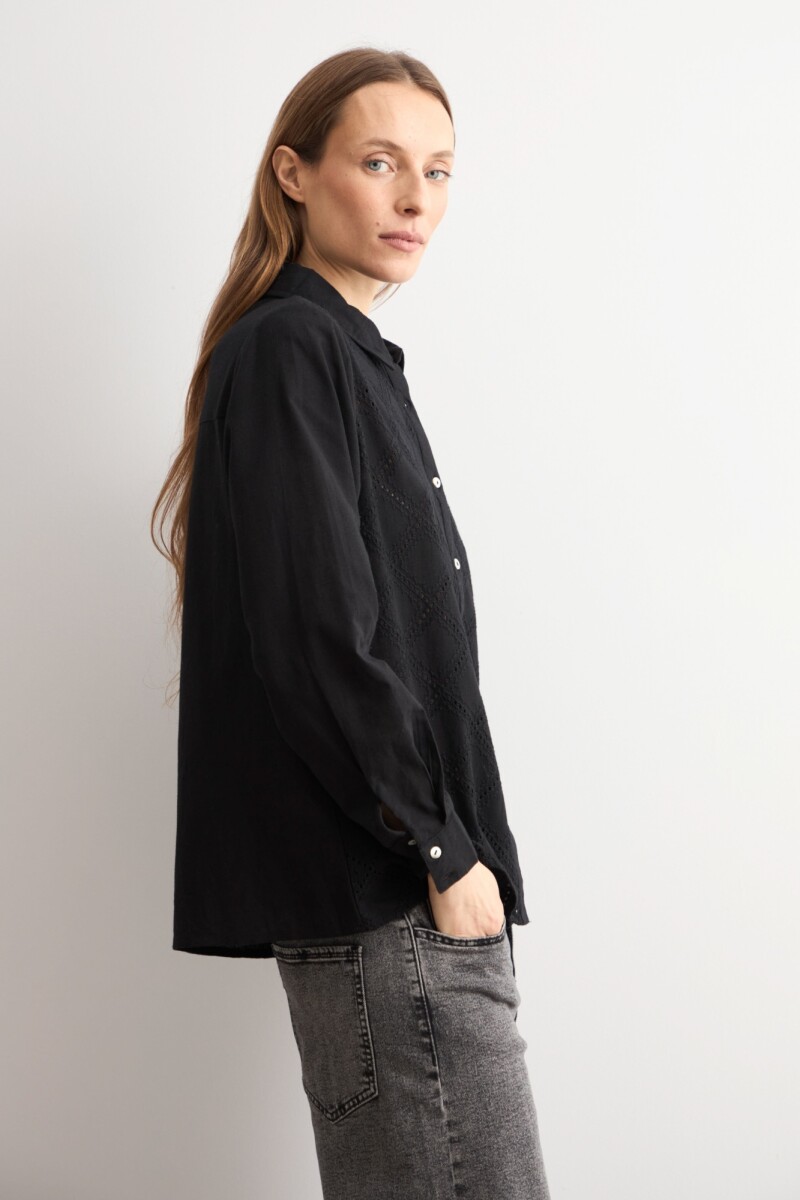 Camisa frente broderie negro