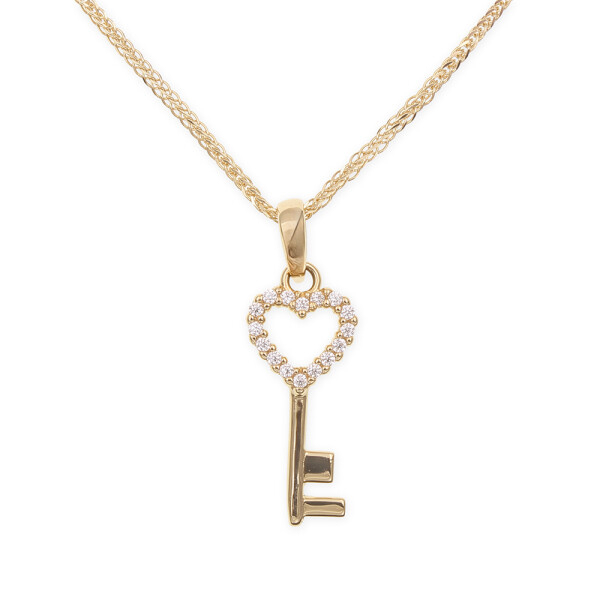 Colgante Llave de corazón en oro amarillo 18k con circonias- Sin cadena Colgante Llave de corazón en oro amarillo 18k con circonias- Sin cadena
