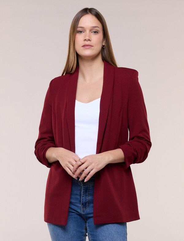 Blazer Crepe Manga Fruncida BORDEAUX