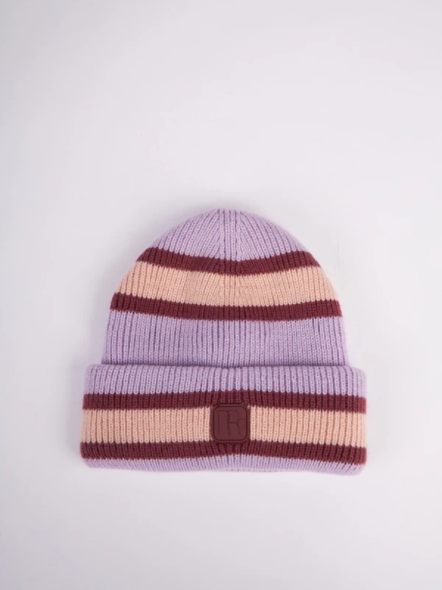 Gorro Dama Tejido Rayado Rusty - Bordo 