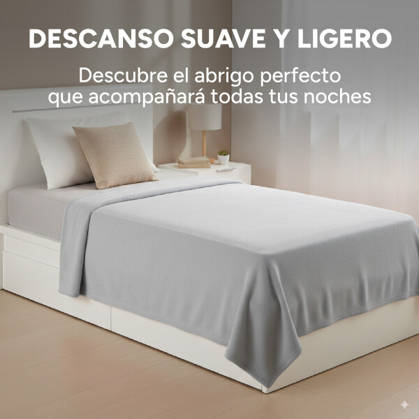 Manta Polar 1 Plaza 180x130Cm Polyester Suave Compacta Color Gris Claro