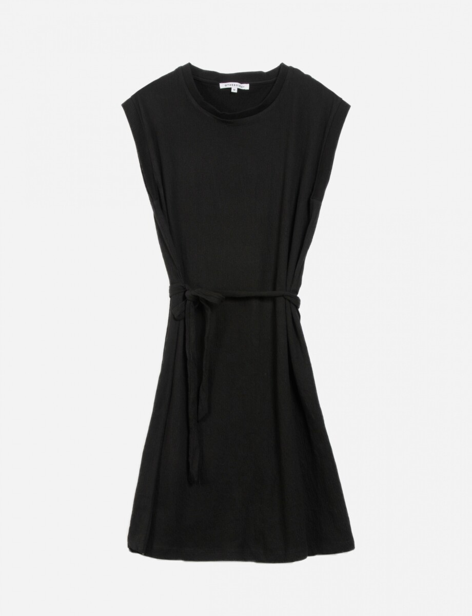 Vestido corto con lazo - Negro 