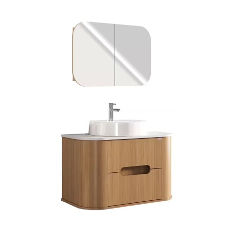 Mueble de baño suspendido Eleonora 80 cm Blanco/Catedral con bacha y botiquin Mueble De Baño Suspendido Eleonora 80 Cm Blanco/catedral Con Bacha Y Botiquin